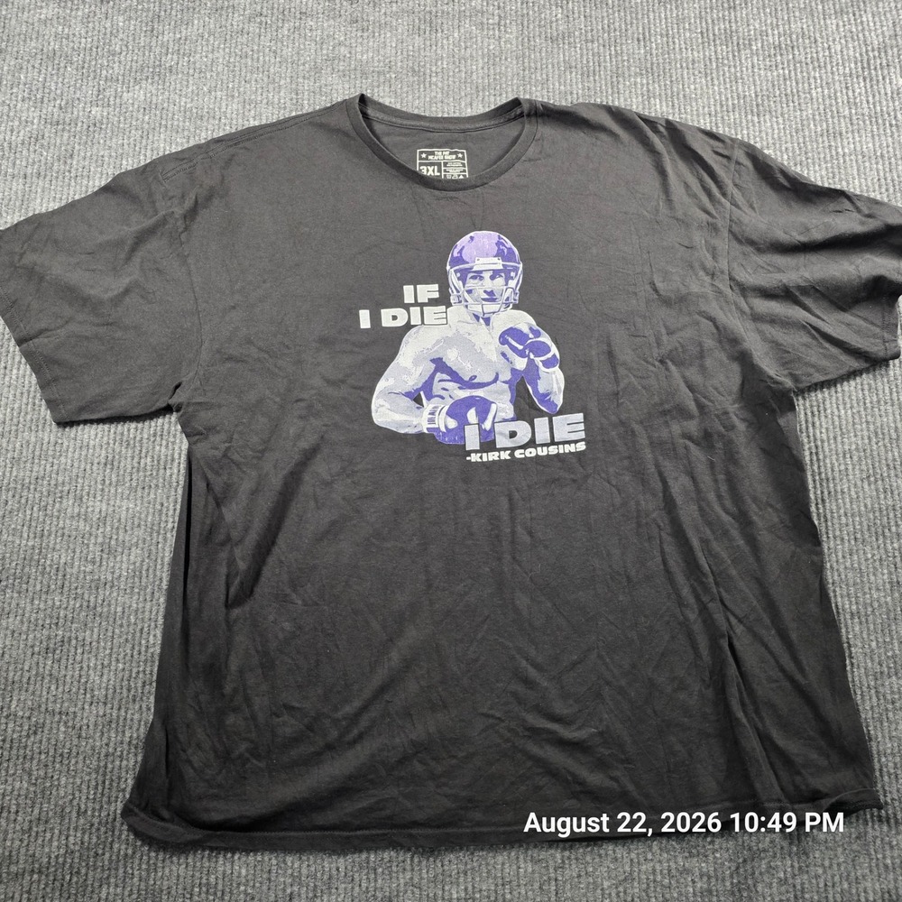 The Pat McAfee Show Kirk Cousins If I Die I Die Graphic Tee Black 3XL Mens - Picture 1 of 4